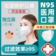 【恒坤】N95口罩五层医用防护一次性医用口罩双层熔喷布级独立包装 【5层】N95医用级30只