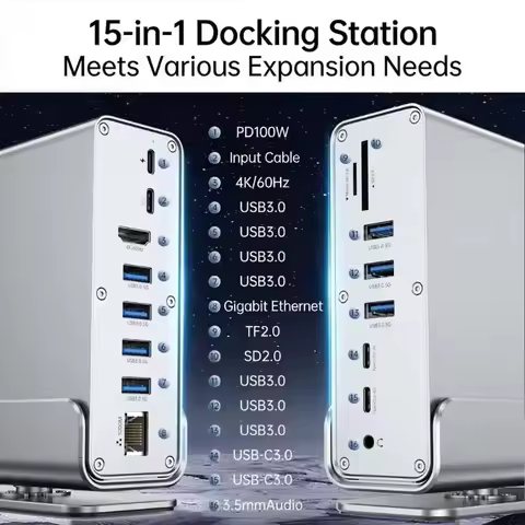 HUB USB C 3.0 Type C Splitter Multi 4K HDMI Monitor RJ45 Ethernet PD Power Adapter Docking Station L