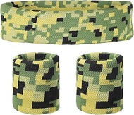 QUARKZMAN Sweatband Set, Sports Terry Cloth Headband, Wrist Band Set, 8 x 2 inches, Sweat-Absorbing 