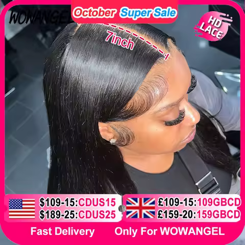 Wow Angel Glueless Wigs 7x7/6x6/5x5 HD Lace Closure Wigs Silk Straight Melt Skins Deep Part Ready to