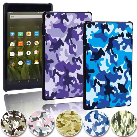 Camouflage Tablet Shell Cover Case for Amazon Fire 7/ HD 8/HD 10 Plastic Plastic for 7/8/10.1 Inch S