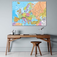 HOT SALE  English Europe Map Political Distribution Map Wall Art Canvas Painting for Home