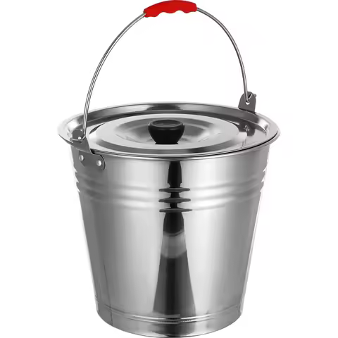 24CM Stainless Steel Bucket With Lid Thickened Heavy Duty Water Pail Storage For Pasture Milk Ranch 