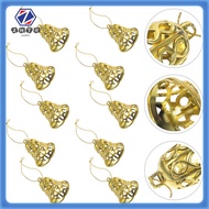Jingle Shape Christmas Hanging Bells Decorations Indoor Ornaments White Bauble Gold 12 Pcs