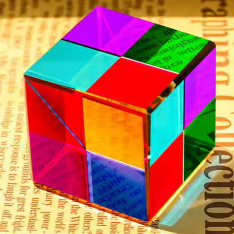 ​​Hexahedral Crystal Prism Cube 30mm 40mm Magic CMYK Color Cube 3D Photography Prism for Creative Sh