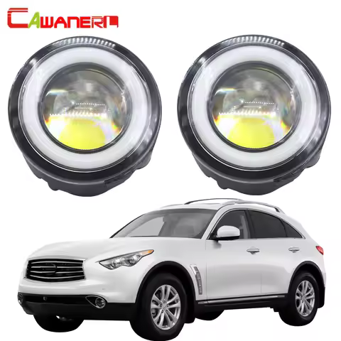 Cawanerl For Infiniti FX FX35 FX37 FX45 FX50 FX30D 2006-2015 Car LED Fog Light Angel Eye Daytime Run