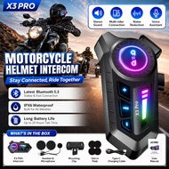 X3 Pro T2Plus Motorcycle Helmet Intercom Bluetooth 5.4 MESH 3.0 Headset IP67 2000M Rider Communicati