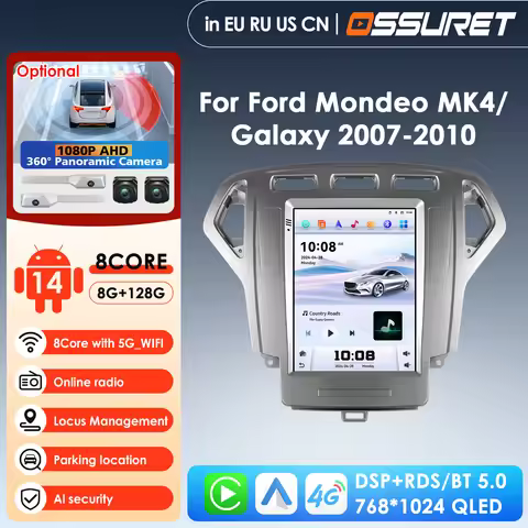 Snapdragon 6115 AI Systems Car Radio GPS Navigation for Ford Mondeo MK4 2007-2014 Stereo Multimedia 