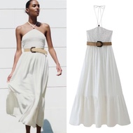 White Waist Belt Maxi Dress 76139 (TZ)
