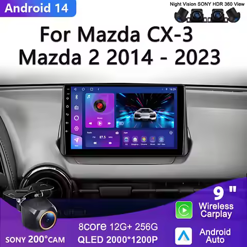 Android 14 For Mazda CX-3 DK Mazda 2 DJ 2014 - 2023 Multimedia Player Radio Stereo Head Unit GPS Nav