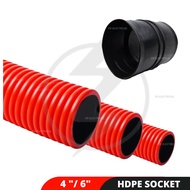 4" 6" inch HDPE Corrugated Pipe Fitting Double End Socket 100 / 150MM (BLACK)