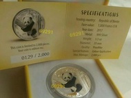 貝南熊貓銀幣1/2盎司~限量2000枚，熊貓銀幣，貓熊銀幣，銀幣，錢幣，紀念幣，幣~熊貓銀幣0.5盎司