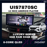 12 Inch UIS7870SC 2.7Ghz Android 13 4GB RAM 64GB ROM Android Player PERODUA ALZA BARU