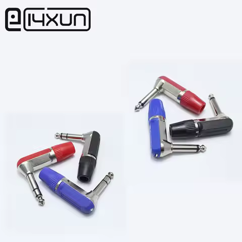 1pcs 6.35mm / 6.5mm 2Pole / 3Pole Plug Audio Male Plug Connector 90 Degrees 6.35 Amplifier Microphon