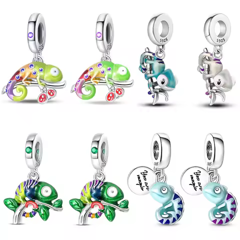 925 Silver Plated Luminous Chameleon Change Color Butterfly Insect Charms Pendant Fit Pandach 925 Or