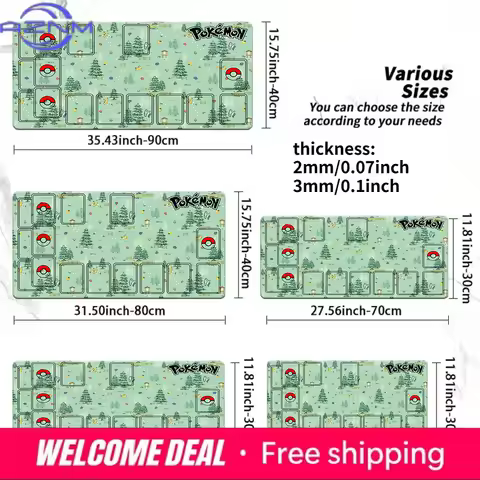 Fresh Green Forest Pokemon Pattern TCG Playmat Large Extended Anti-slip Keyboard Mouse Pad Game Desk