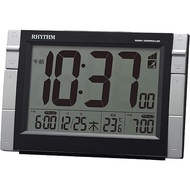 RHYTHM Alarm Clock Electric W Electronic Sound Temperature Calendar with Light Black 10.2x15.5x6.1cm
