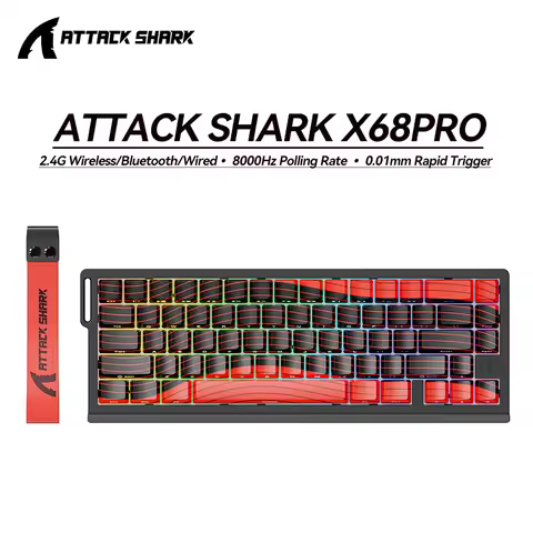 ATTACK SHARK X68PRO HE RGB Wireless Keyboard,Magnetic Switch,With 0.01mm RT Accuracy,8KHz Polling Ra