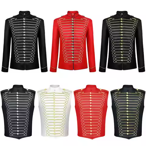 Steampunk Men's Military Jacket Marching Band Costume My chemical Romance Cosplay Jacket Carnival Me