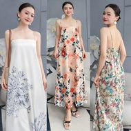Lovely 2-strap long dress with comfortable straight Form in soft fabric for home and beach wear VD01