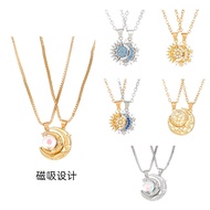 Men Women New Style Sun Necklace Sun Moon Chain ins Cross-Border Magnetic Gift Moon Couple Clavicle 