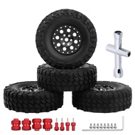 HobbyPark 1.0 Beadlock Wheels and Tires w/Wheel Spacers for 1/24 RC Crawler Axial SCX24 AXI90081 Dea