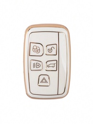 1入白色tpu鑰匙扣套,適用於land Rover Evoque、sport、velar、discovery、lr2、lr4、jaguar Xf、xj、xjl、xe防護套