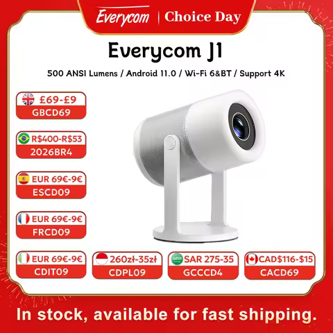 Everycom J1 Portable Smart Beamer Mini LED Projector Android 11.0 Wifi 1080P Movie Video LCD Project
