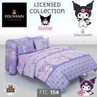 FOUNTAIN (ตัวเลือก 2 ลาย) ลายคุโรมิ Kawaii SANRIO (ครบชุดรวมผ้านวม) ผ้าปูที่นอน ปลอกหมอน และผ้าห่มนว