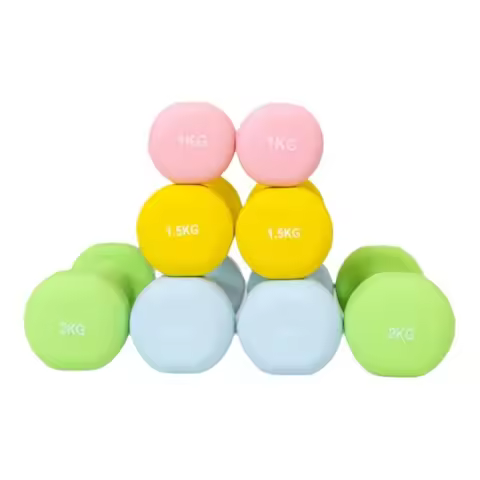 2pcs Flat Head Gym Dumbbells 1/2/3/4/5kg Neoprene Yoga Dumbbell Exercise Equipment Plastic Dipped We