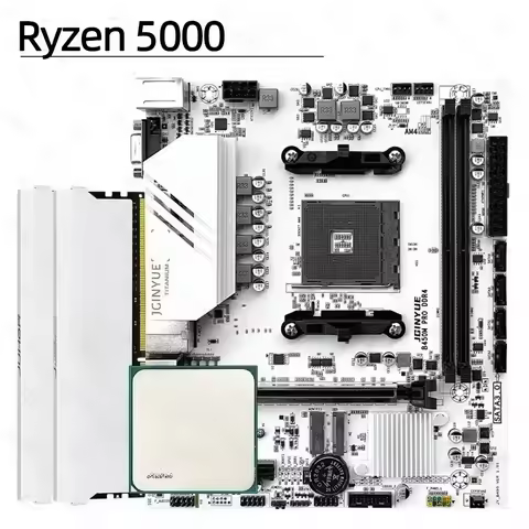 JGINYUE AM4 Motherboard Kit B450M Motherboard Set with Ryzen R5 5500 Processors 2*16GB=32GB DDR4 320