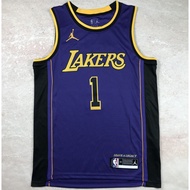 2024 new NBA men’s Los Angeles Lakers #1 D'Angelo Russell hot  heat press pressing basketball jersey