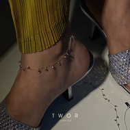 TWOR/Silvani Exotic Summer 9k Real Gold Handmade Small Silver Bead Anklet Sexy Vacation