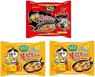 Sam Yang Samyang Cheese Noodles Pk2 & Buldak 2X Spicy Noodles Pk1(Pack Of 3) (420Gm) (Imported) Inst