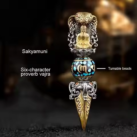 Buddhist Shakyamuni Dharma Vessel Exorcism Vajra Pendant Necklace for Men Women Religious Amulet Nec