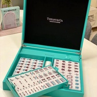 【April accessories】Tiffany classic limited edition TF blue exquisite luxury mahjong + blue leather box。