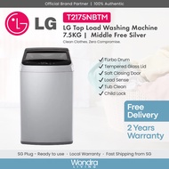 LG 7.5KG Top Load Washing Machine (Middle Free Silver) (T2175NBTM)