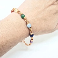 Copper Bracelet with Seven 7 Chakra Gemstones