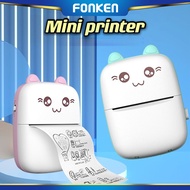 FONKEN Mini Thermal Label Printer Smart Pocket Portable Photo Printer For Phone Wireless Bluetooth Adhesive Miniprint W/ Printing Paper