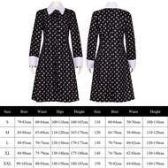 {gykhhguk} The Addams Family Cosplay Costume Wednesday Addams Dress Women Vintage Black Gothic Dress