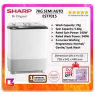 ( FREEGIFT BATH TOWEL ) Sharp 7KG Semi Auto Washing Machine EST7015