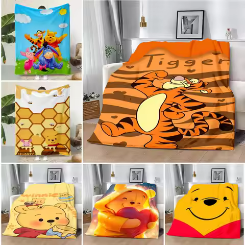 Printed Blanket Picnic Blankets Cartoon Kawaii Winnie the Pooh Warm Blanket Soft and Comfortable Hom