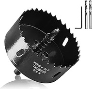 3-3/8" / 86mm Hole Saw with Hex Shank Drill Bit Adapter, 32mm Cutting Depth HSS Bi-Metal Hole Cutter