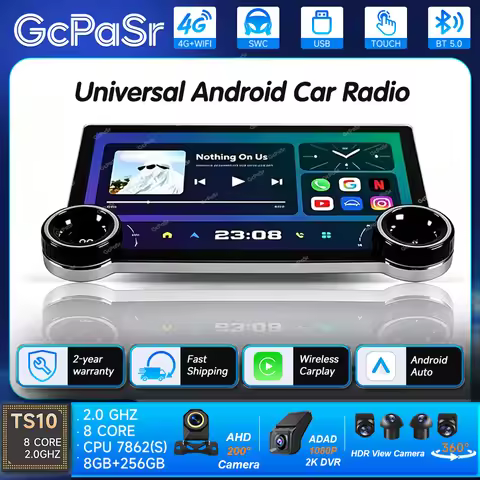 Android 16 Car Radio Carplay Universal Android Audio Auto Multimedia Video Player 10.1 inch DSP RDS 