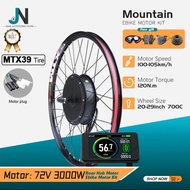 Electric Bike Conversion Kit 72V 3000W Brushless Rear Hub Motor Wheel MTX39 Rim Speed 100-105km/h fo