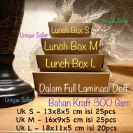[Isi25] Lunch Box S M L Kraft 300 Gsm Laminasi Doff Anti Bocor / Paper Kraft 300 Gram Lunch Box S M 