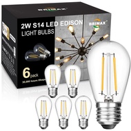 Mentol Lampu LED BRIMAX 6 Pek 2W, Bersamaan dengan 15W-20W, Mentol Gantian S14 Kecil Watt Rendah unt