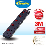 PowerPac Extension Cord, Extension Socket, Power Cord, Power Extension 3 Meter (PP3885BK)