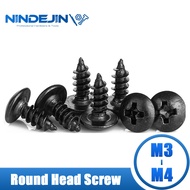 NINDEJIN 100pcs Cross Phillips Truss Head Self-tapping Screw Carbon Steel cabinet screw M3 M3.5 M4 M