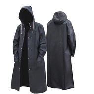 Black Adult Windbreaker Style Raincoat Windproof Hooded Rope Poncho Lengthened Thickened Ready Stock